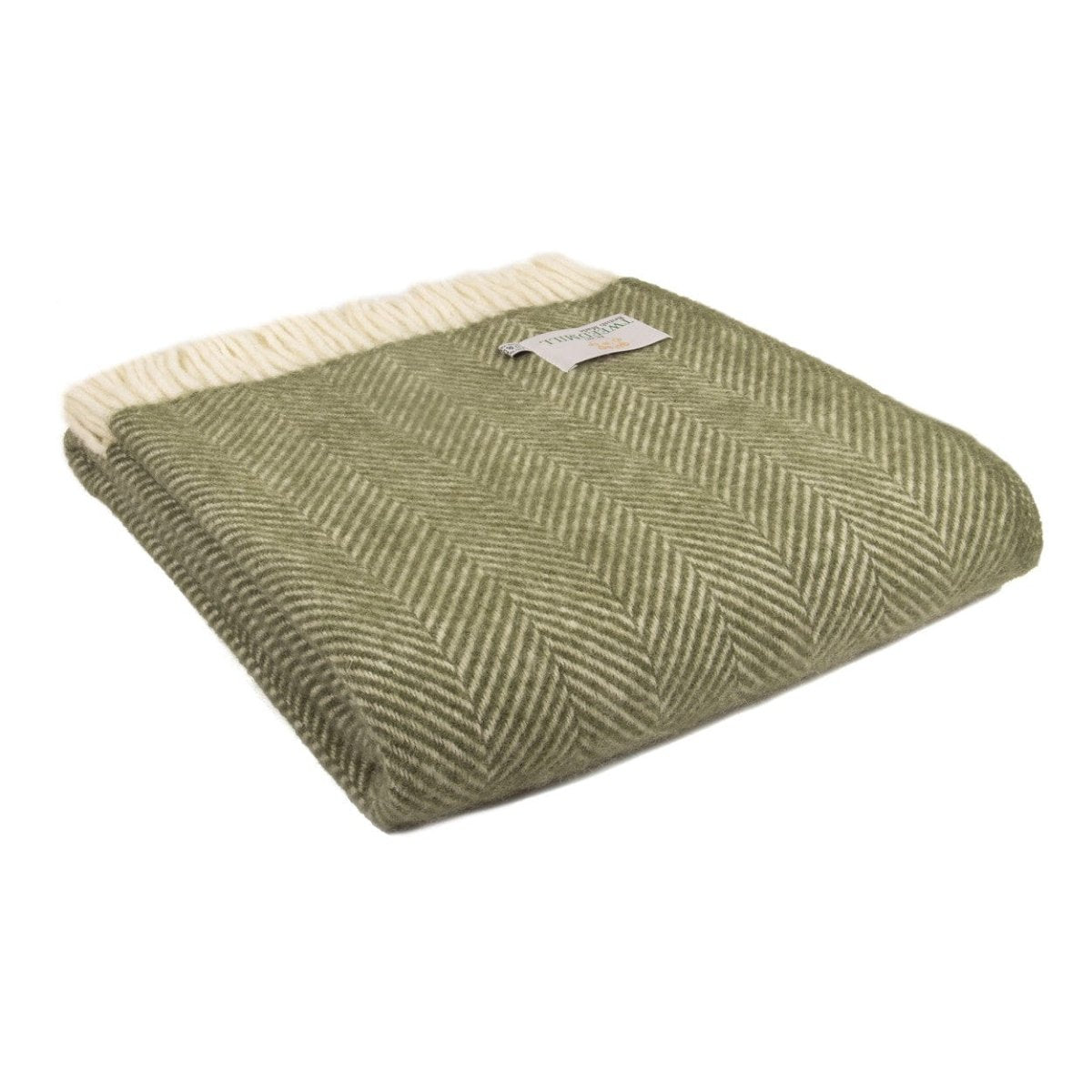MoodCompanyNL - Plaid Visgraat Olijf Groen - 150x183 - Nieuw Wol - Tweedmill UK - 5060067700690