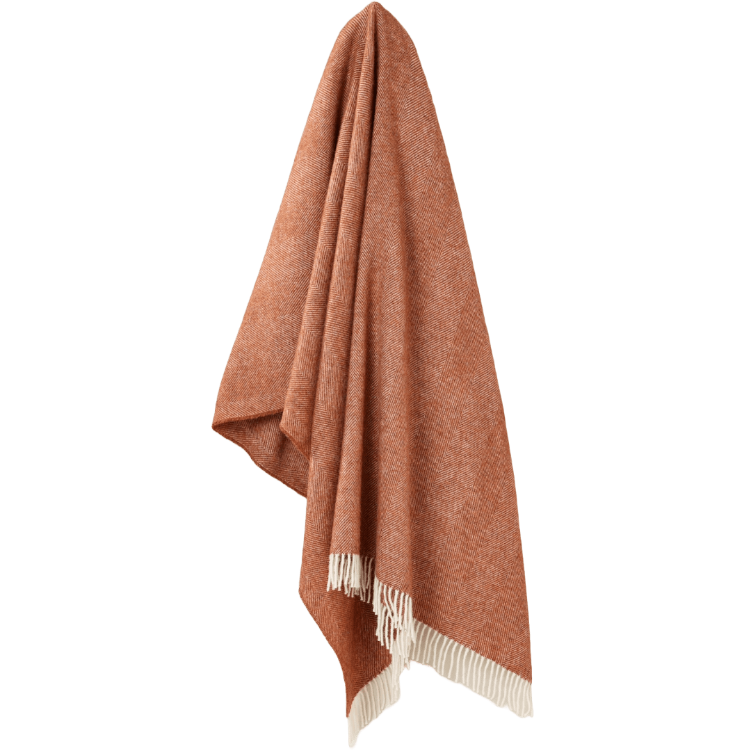 MoodCompanyNL - Plaid Visgraat Rood - Bruin (Brick) - Shetland Lamswol - 140x185 - Bronte by Moon Scotland - 6095635326322