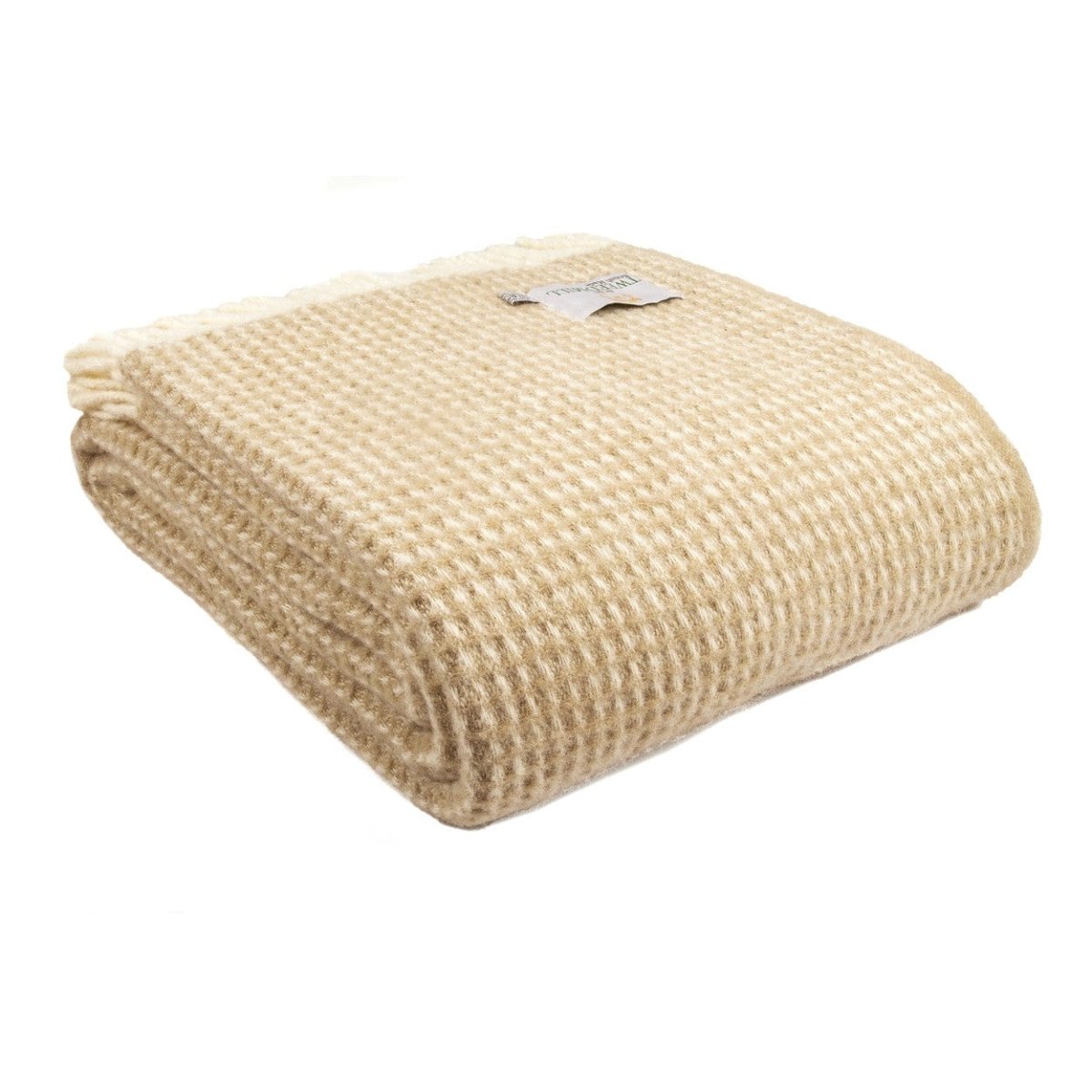 MoodCompanyNL - Plaid Waffle Lichtbruin (Oatmeal) - 140x240 - Nieuw Wol - Tweedmill UK - 7916969957794