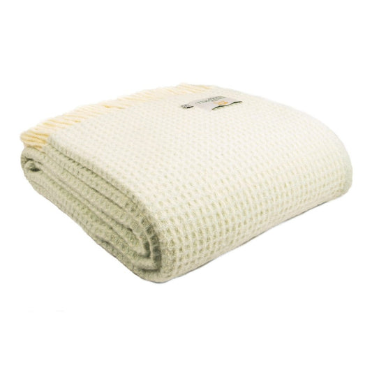 MoodCompanyNL - Plaid Waffle Wit Lichtblauw (Frost) - 140x240 - Nieuw Wol - Tweedmill UK - 5060674576602