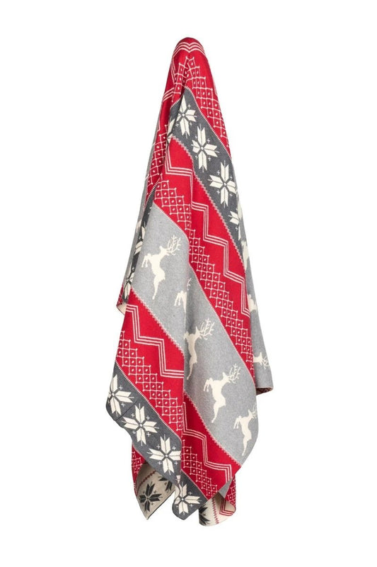 Plaid winter rood grijs wit - 130 x 160 cm - Nuvole di Stoffa by MoodCompanyNL