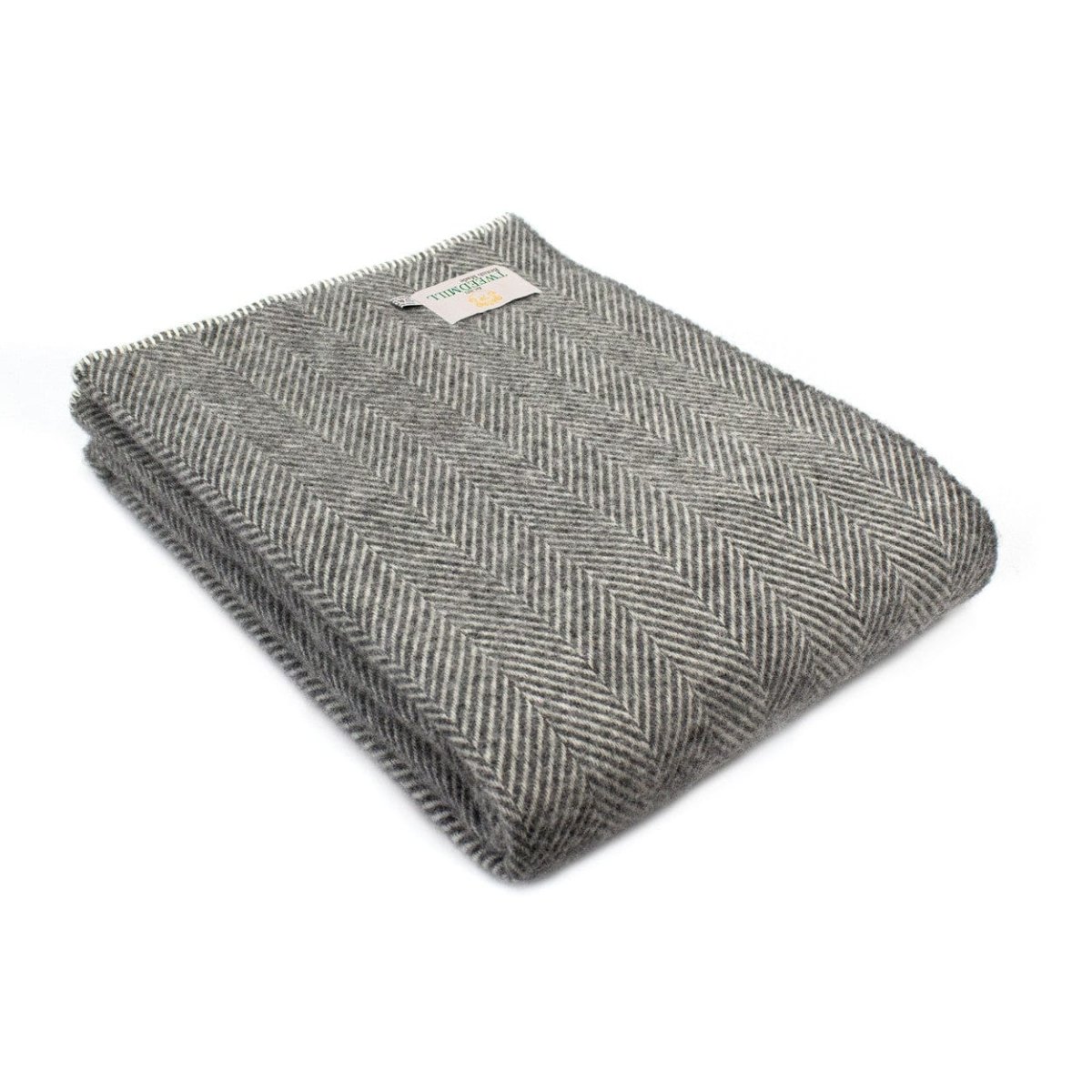 MoodCompanyNL - Plaid zonder franje Visgraat Grijs (Slate) - 140x200 - Nieuw Wol - Tweedmill UK - 5060674578712