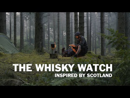 Handmade Whisky Watch from Scotland | Watch made from whisky barrels with brown leather