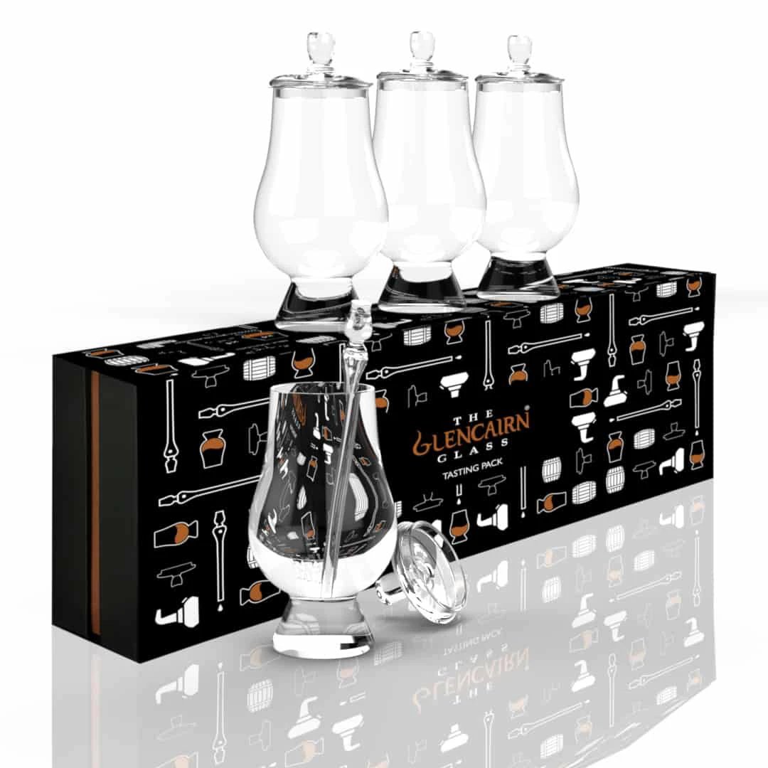 Proeverijset met 4 Whiskyglazen 4 Proeferijdoppen en 1 Pipette - Geschenkverpakking - Glencairn Crystal Scotland by MoodCompanyNL