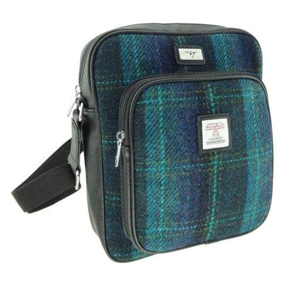 Reistas Tay Blauw met Turquoise - Compact - 27x23x9 - Harris Tweed - Glen Appin of Scotland by MoodCompanyNL