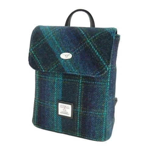 Rugzak Tummel Blauw met Turquoise - Mini - 26x21x12 - Harris Tweed - Glen Appin of Scotland by MoodCompanyNL