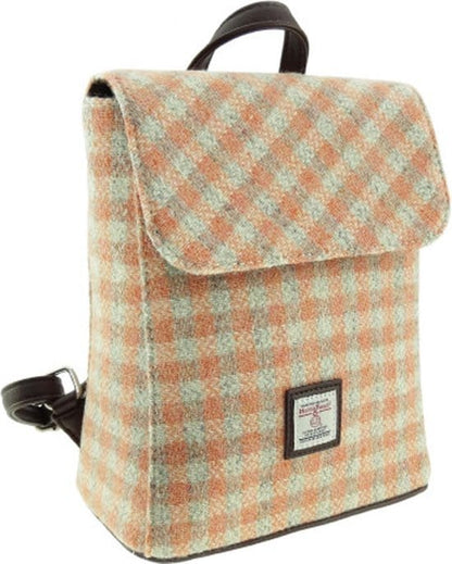 MoodCompanyNL - Rugzak Tummel Gingham Oranje (Coral) - Mini - 26x21x12 - Harris Tweed - Glen Appin of Scotland - 5060631375644
