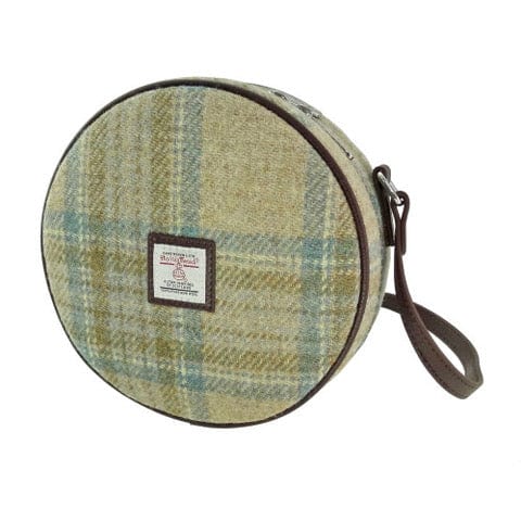 MoodCompanyNL - Schoudertas Bannock Beige Stewart en zacht Groen - Rond - Ritssluiting - Harris Tweed - Glen Appin of Scotland - 5060959027409