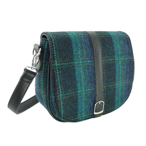 MoodCompanyNL - Schoudertas Beauly Blauw met Turquoise ruit - Harris Tweed - Glen Appin of Scotland - 5060631379925