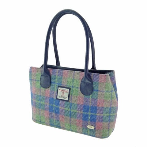 MoodCompanyNL - Schoudertas Cassley Zacht Blauw met Roze - Klassiek - Harris Tweed - Glen Appin of Scotland - 5060959027157