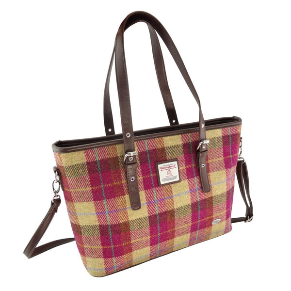 Mood Company - Schoudertas Spey Tote bag Burgundy & Sand - Groot - Ritssluiting - Harris Tweed - Glen Appin of Scotland - 