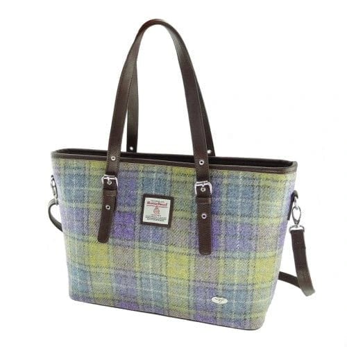 MoodCompanyNL - Schoudertas Spey Tote bag Lila en Groen - Groot - Ritssluiting - Harris Tweed - Glen Appin of Scotland - 5060631378843