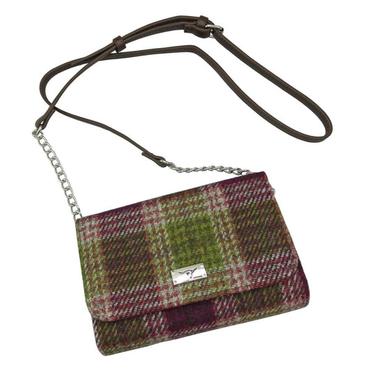 MoodCompanyNL - Schoudertas Strathy Heide Paars met Groen - Portemonnee - Harris Tweed - Glen Appin of Scotland - 5061035010735