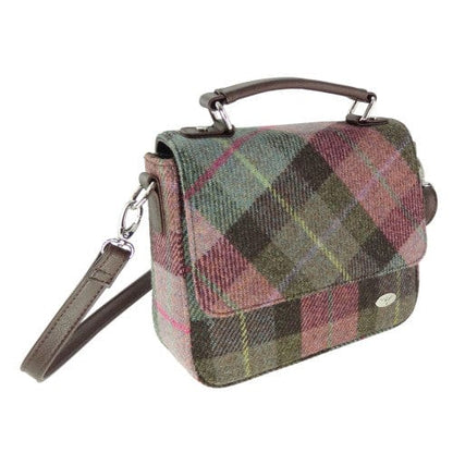 Mood Company - Schoudertas Thurso Gedempt Groen & Paars Tartan - 23x24x9 - Harris Tweed - Glen Appin of Scotland - 5060959028147