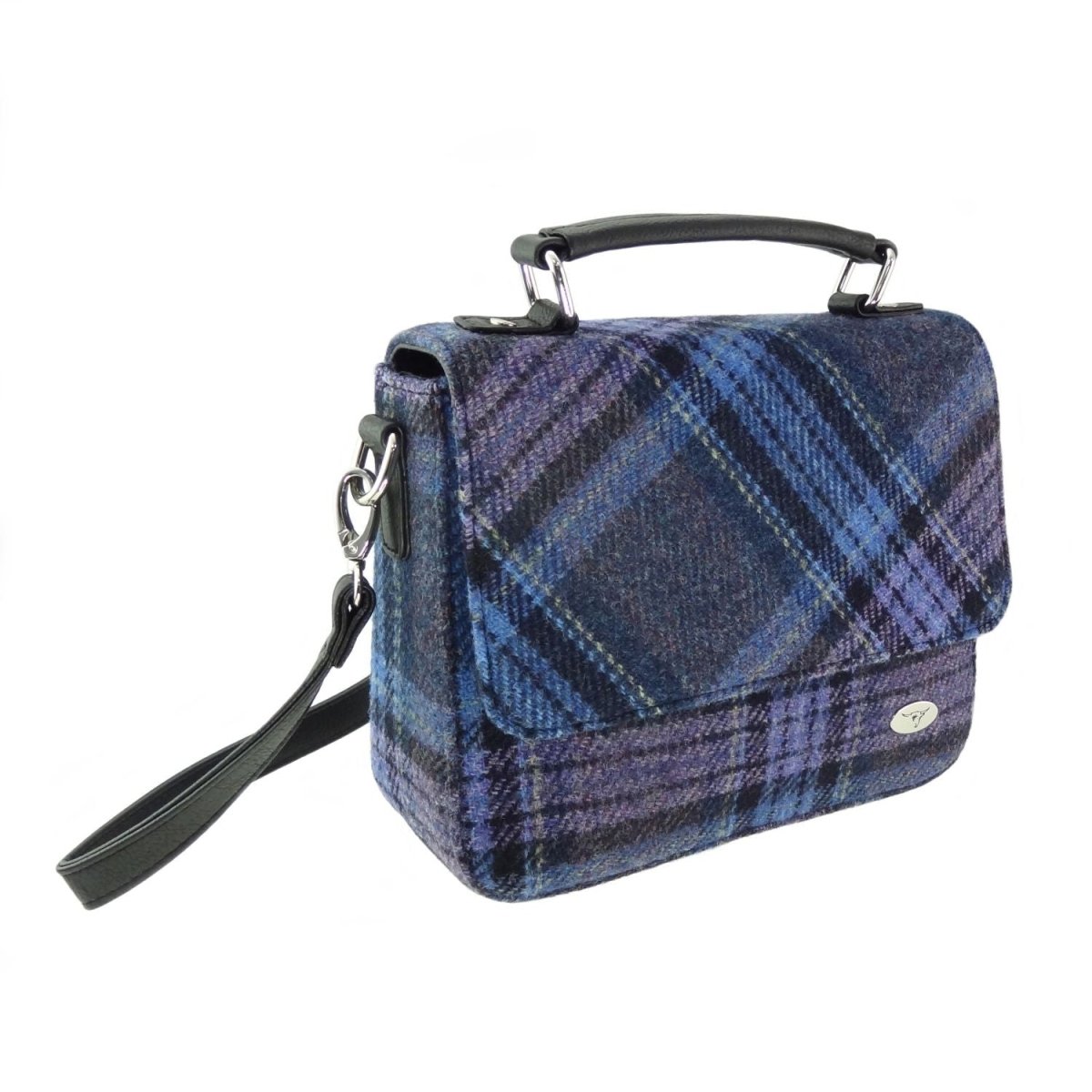Mood Company - Schoudertas Thurso Stewart Blauw en Paars Tartan - 23x24x9 - Harris Tweed - Glen Appin of Scotland - 5061035011879