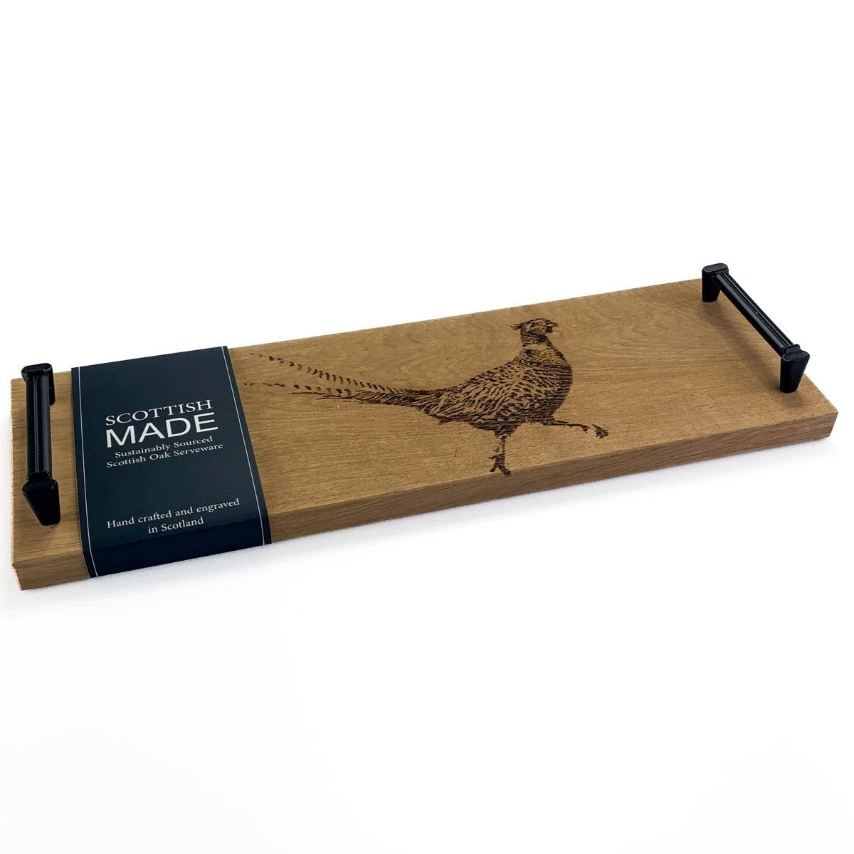 Serveerplank met stalen handvatten Fazant - 45x15 - Schots Eikenhout - Scottish Made by MoodCompanyNL