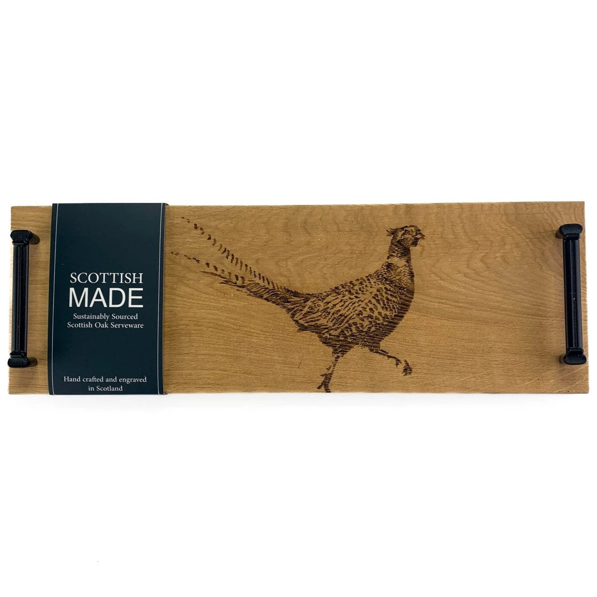 Mood Company - Serveerplank met stalen handvatten Fazant - 45x15 - Schots Eikenhout - Scottish Made - 5060949550146