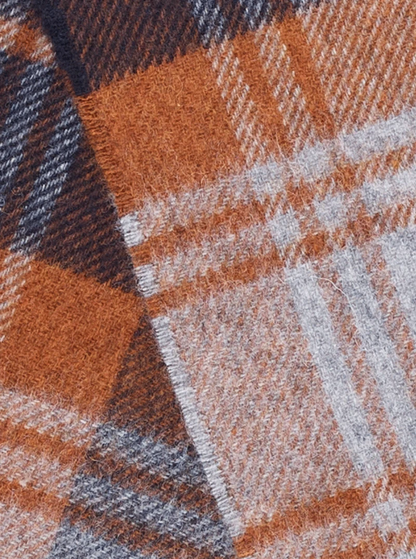 MoodCompanyNL - Sjaal Briggate Blauw Roestbruin - rood (Navy - Rust) - Meriono Lamswol - 25 x 190 - Bronte by Moon Scotland - 6095638623695