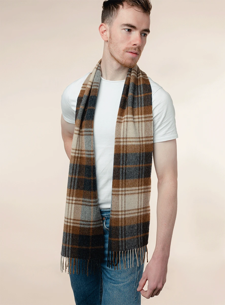 Sjaal Briggate Natural - Meriono Lamswol - 25 x 190 - Bronte by Moon Scotland by MoodCompanyNL
