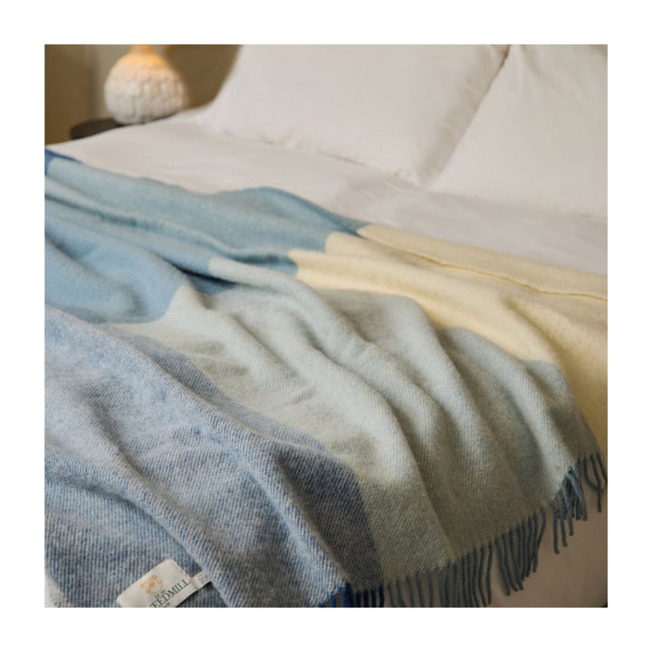 Mood Company - Sprei Paddock Check Blue Jay – Pure New Wool – 140x240 cm - Tweedmill - 5060958306208