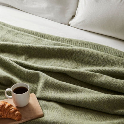 MoodCompanyNL - Sprei Visgraat Varen Groen met Grijs - 140x240 - Nieuw Wol - Tweedmill UK - 5060958301883