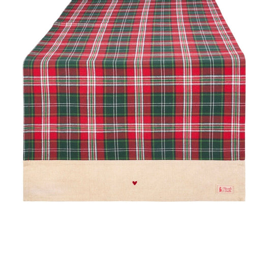 MoodCompanyNL - Tafelloper beige met schotse ruit - 50 x 150 cm - queen - Nuvole di Stoffa - 8059037628352