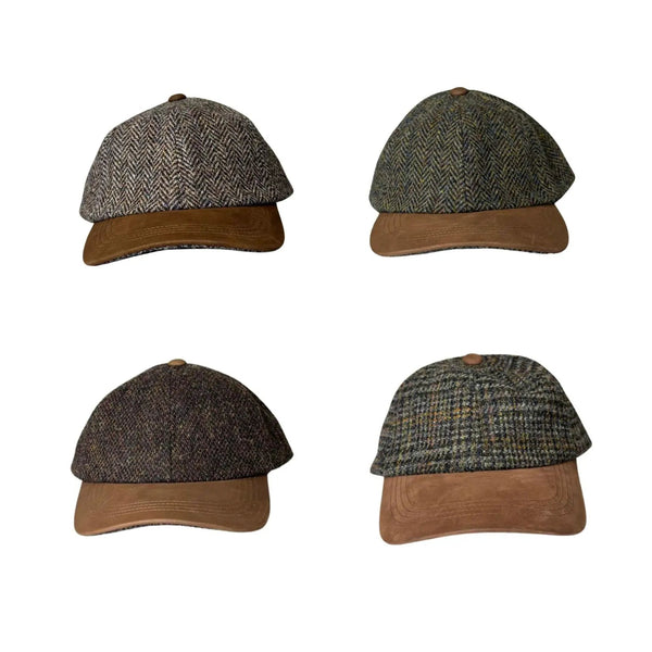Harris Tweed Baseball Cap – Suède Klep – Verstelbaar – Tweedmill UK by Mood Company