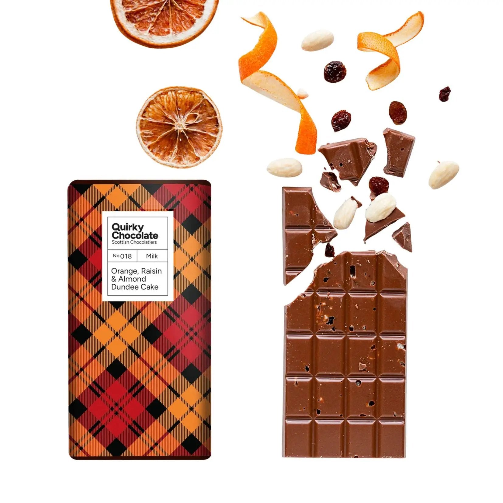 Dundee Cake Chocolate Bar – Melkchocolade met Dundee Cake Smaak – Quirky Chocolate by MoodCompanyNL