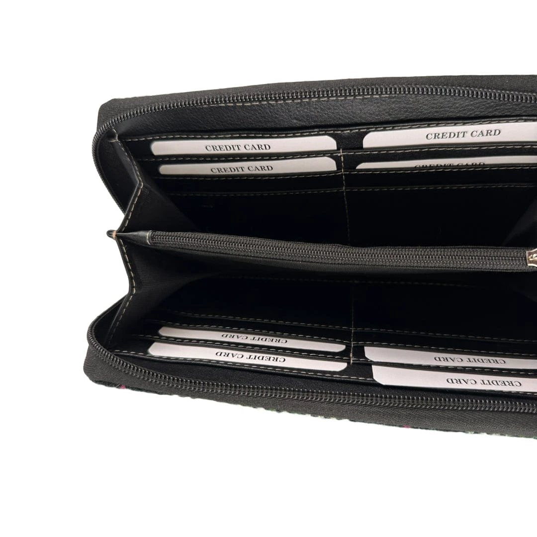 Travel Wallet Groen Tartan & Zwart Leer | Das Impex by MoodCompanyNL