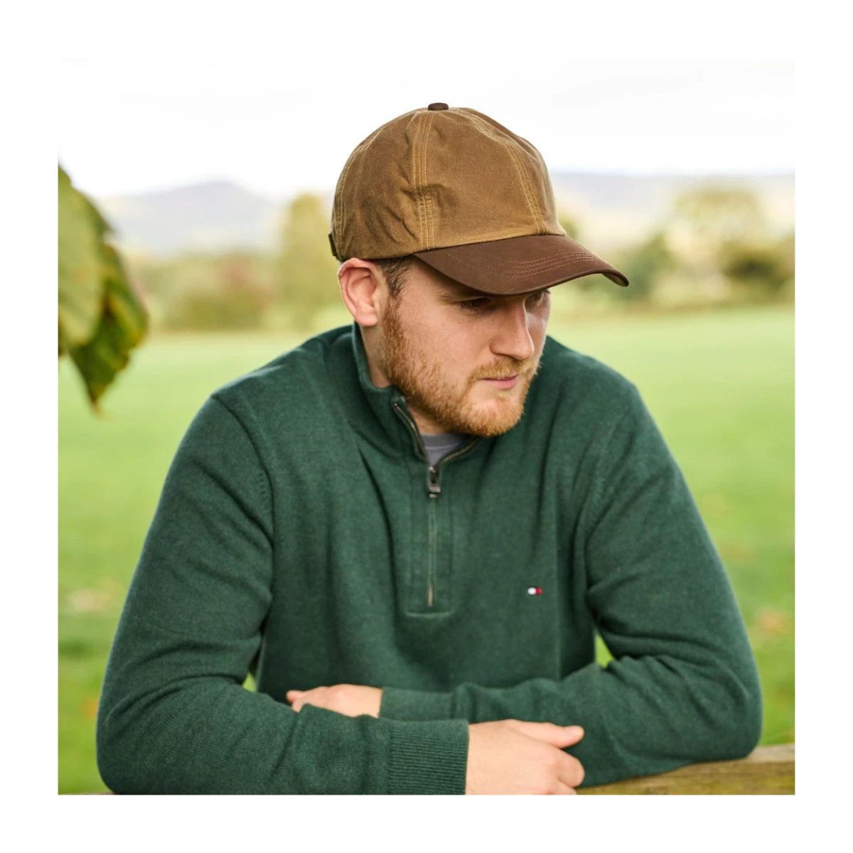 Mood Company - Wax Baseball Cap Sand – Waxed Cotton Pet met Leren Klep (Made in UK) - 