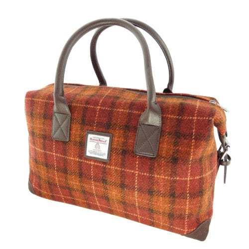 MoodCompanyNL - Weekendtas Esk Roodbruin met Oranje ruit (Rust and Orange) - Harris Tweed - Glen Appin of Scotland - 5060959020417