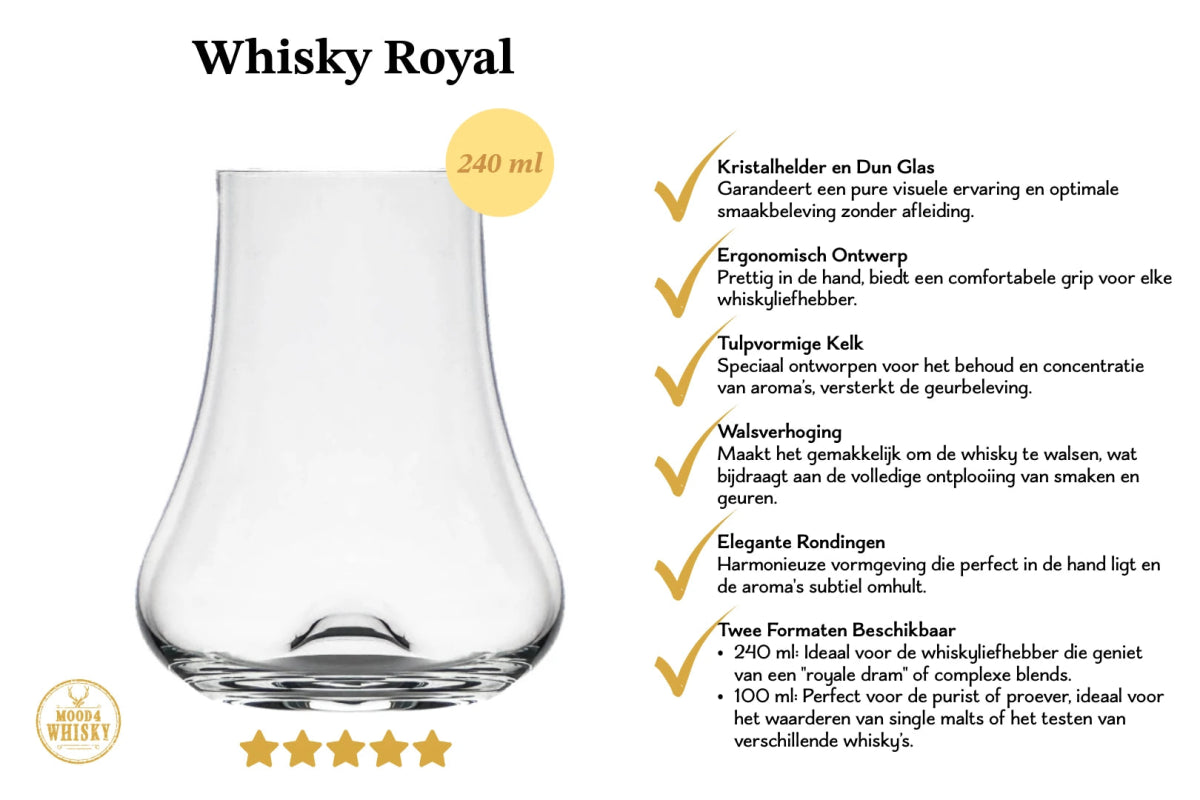 Mood Company - Whiskyglas 'Whisky Royal' - 240 ml - 5+1 gratis - Groothandelsverpakking - Mood4Whisky - 6151208856822