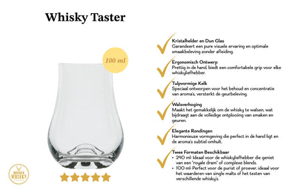 Mood Company - Whiskyglas 'Whisky Taster' met logo - 100 ml - proefglas - 5 +1 Gratis - Groothandelsverpakking - Mood4Whisky - 6151208910920