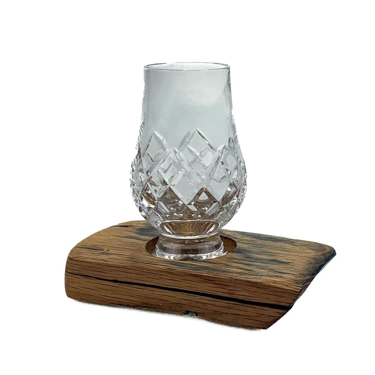 Whiskyglashouder van oude whiskyvaten met 1 Glencairn Cut Whiskyglas - Darach en Glencairn Crystal Scotland by MoodCompanyNL