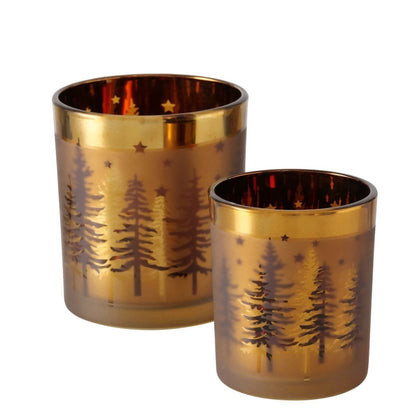 Windlicht set van 2 - goud - mat - kerstboommotief by Mood4Christmas